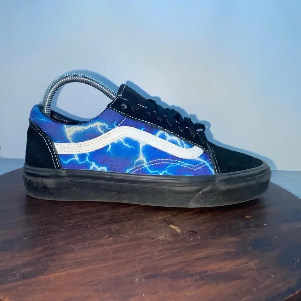 Vans Old Skool Blue Lightning Athletic Shoes Sneakers Unisex Mens 6.5 Womens 8